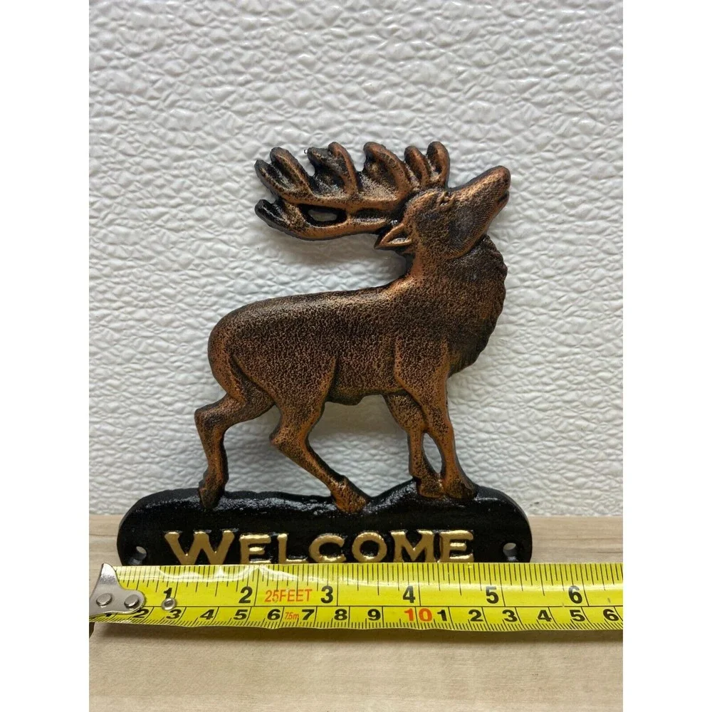 Vtg Cast Iron J.Dunbar Collection Western Wildlife Design Elk Welcome Sign